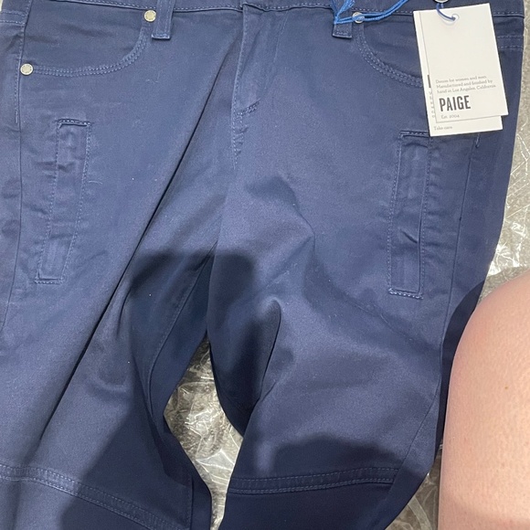 NWT Paige MARLEY Moto Skinny Zip Leg Twill Pants in Pacific Dusk Size 26 - Picture 6 of 9